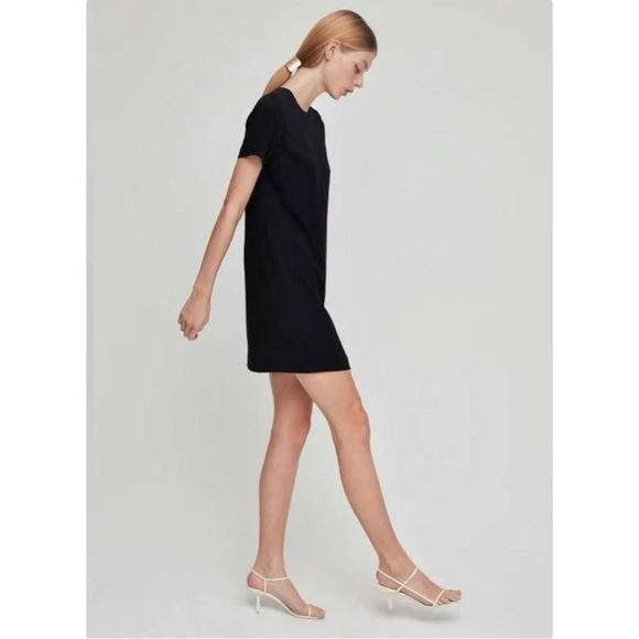 Babaton Patricio Black Loose Fit Japanese Crepe Short Sleeve T-Shirt Mini Dress - Picture 2 of 10